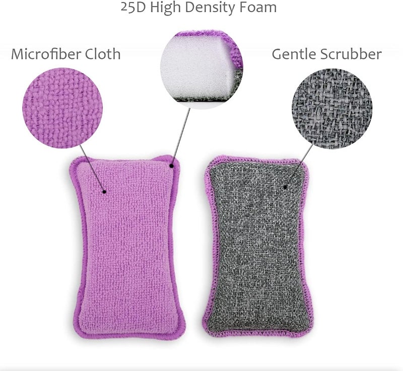 UPSTAR Dish Sponges Kitchen, Microfiber Cleaning Scrubber for Dishwashing, Sink, Basin and Multi-Pupose, Size L Pack of 8 - Image 3